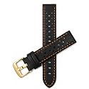 Mens Leather Rally Strap, Perforated Racing Watch Band, 18-24mm, Reg/XL