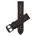Mens Leather Rally Strap, Perforated Racing Watch Band, 18-24mm, Reg/XL