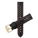 Mens Leather Rally Strap, Perforated Racing Watch Band, 18-24mm, Reg/XL