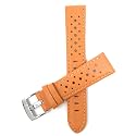 Mens Leather Rally Strap, Perforated Racing Watch Band, 18-24mm, Reg/XL