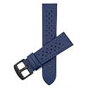 Mens Leather Rally Strap, Perforated Racing Watch Band, 18-24mm, Reg/XL