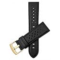 Mens Leather Rally Strap, Perforated Racing Watch Band, 18-24mm, Reg/XL