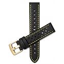 Mens Leather Rally Strap, Perforated Racing Watch Band, 18-24mm, Reg/XL