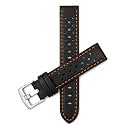 Mens Leather Rally Strap, Perforated Racing Watch Band, 18-24mm, Reg/XL