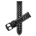 Mens Leather Rally Strap, Perforated Racing Watch Band, 18-24mm, Reg/XL