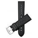Mens Leather Rally Strap, Perforated Racing Watch Band, 18-24mm, Reg/XL