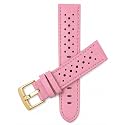 Mens Leather Rally Strap, Perforated Racing Watch Band, 18-24mm, Reg/XL