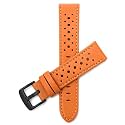 Mens Leather Rally Strap, Perforated Racing Watch Band, 18-24mm, Reg/XL