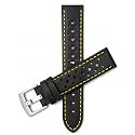 Mens Leather Rally Strap, Perforated Racing Watch Band, 18-24mm, Reg/XL