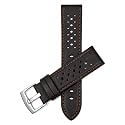 Mens Leather Rally Strap, Perforated Racing Watch Band, 18-24mm, Reg/XL
