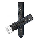 Mens Leather Rally Strap, Perforated Racing Watch Band, 18-24mm, Reg/XL