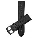 Mens Leather Rally Strap, Perforated Racing Watch Band, 18-24mm, Reg/XL