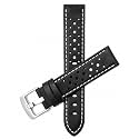 Mens Leather Rally Strap, Perforated Racing Watch Band, 18-24mm, Reg/XL