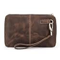 Mens Leather RFID Blocking Travel Clutch Passport Wallet