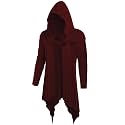 Mens Long Hooded Cardigan Ruffle Shawl Collar Open Front Drape Cape