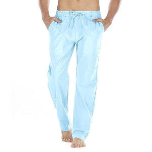 Mens Loose Fit Linen Pants Casual Lightweight