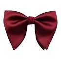 Mens Oversized Satin Silk Bow Tie Solid Color Formal Tuxedo Big Bowtie