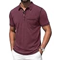 Mens Polo Shirts Short Sleeve Casual Summer Lightweight Cotton Golf Polo Shirts with Pocket