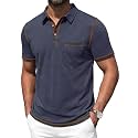 Mens Polo Shirts Short Sleeve Casual Summer Lightweight Cotton Golf Polo Shirts with Pocket
