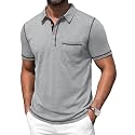 Mens Polo Shirts Short Sleeve Casual Summer Lightweight Cotton Golf Polo Shirts with Pocket