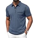 Mens Polo Shirts Short Sleeve Casual Summer Lightweight Cotton Golf Polo Shirts with Pocket