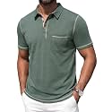 Mens Polo Shirts Short Sleeve Casual Summer Lightweight Cotton Golf Polo Shirts with Pocket