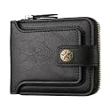 Mens PU Leather Car Wallet Card Holder Coin Purse Compact Organizer with Multiple Compartments Locking Design Black Brown Dark Brown(Black-1pc)