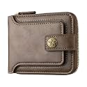 Mens PU Leather Car Wallet Card Holder Coin Purse Compact Organizer with Multiple Compartments Locking Design Black Brown Dark Brown(Brown-1pc)