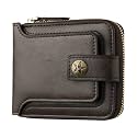 Mens PU Leather Car Wallet Card Holder Coin Purse Compact Organizer with Multiple Compartments Locking Design Black Brown Dark Brown(DarkBrown-1pc)