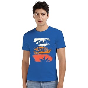Mens Round Neck Printed T Shirt Palm