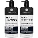 Mens Shampoo and Conditioner Set - Sulfate Free and Clarifying - For Men with Oily to Normal Hair - Moisturizing and Thickening - Biotin, Keratin, Tea Tree Oil, Caffeine and Peppermint for Dandruff
