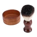 Mens Shaving Brush Kit with Bowl - Aesthetic Handle, Fine Synthetic, Lightweight & Portable Grooming Set for Barber/Travel/Hotel