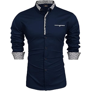 Mens Shirt Black Cotton Blend Casual