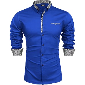 Mens Shirt Black Cotton Blend Casual