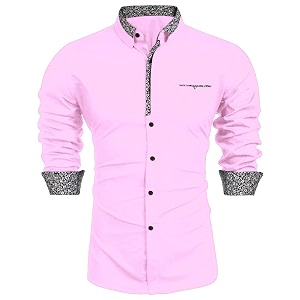Mens Shirt Black Cotton Blend Casual
