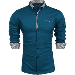Mens Shirt Black Cotton Blend Casual