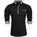 Mens Shirt Black Cotton Blend Casual