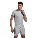 Mens Short Sleeve Onesie Pajamas Sexy Lounge One Piece Jumpsuit