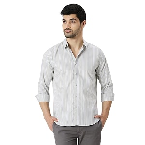 Mens Striped Slim Fit Cotton Casual Shirt