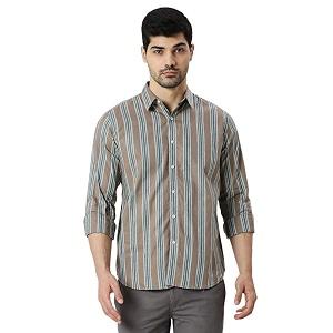 Mens Striped Slim Fit Cotton Casual Shirt