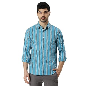 Mens Striped Slim Fit Cotton Casual Shirt