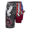 Mens Swim Trunks with Compression Liner 9" Board Shorts with Zipper Pockets
