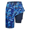 Mens Swim Trunks with Compression Liner 9" Board Shorts with Zipper Pockets