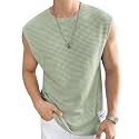 Mens Waffle Tank Tops Sleeveless Round Neck