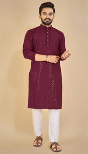 MENSKURTA Men Embellished Straight Kurta