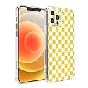 Phone Case Compatible with iPhone 12 Mini Mustard Yellow and White Checkerboard Pattern Shockproof Soft Side Striped Phone Cover