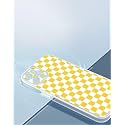 Phone Case Compatible with iPhone 12 Mini Mustard Yellow and White Checkerboard Pattern Shockproof Soft Side Striped Phone Cover