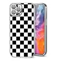 Phone Case Compatible with iPhone 14 Motion Edition Black Checkered Shockproof Soft Side Striped Phone Cover