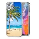 Phone Case Compatible with iPhone 7 Plus/8 Plus Palm Trees on The Sandy Beach in Hawaii Soft Side Striped Phone Cover