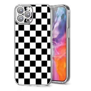 phone case compatible with iphone se 3rd2nd87 motion edition black checkered shockproof soft side striped phone cover